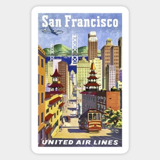 Restored Vintage Travel Poster United Airlines to San Francisco Sticker